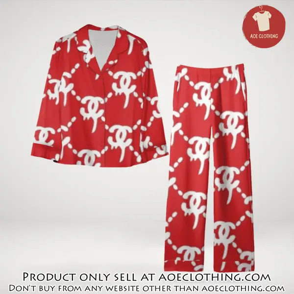 Trending luxury chanel satin pajama set pjs1038 aoe2604307